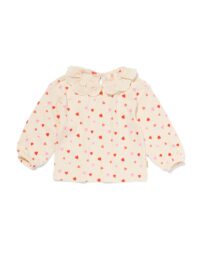 HEMA Newborn T-shirt Met Kraag Hartjes Ecru (ecru)