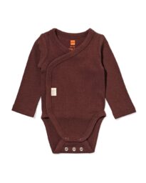 HEMA Newborn meegroei overslagromper LENZING™ ECOVERO™ rib donkerbruin