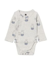 HEMA HEMA Nijntje Newborn Meegroei Overslagromper Rib Grijsmelange (grijsmelange)