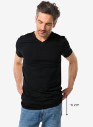 Heren T-shirt Slim Fit V-hals Extra Lang