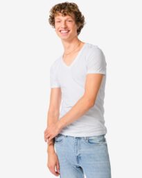 HEMA Heren T-shirts Slim Fit Diepe V-hals - 2 Stuks