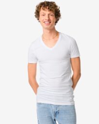 HEMA Heren T-shirts Slimfit Diepe V-hals Extra Lang - 2 Stuks