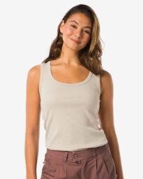 HEMA Dames Tanktop Anouk Rib Zand (zand)