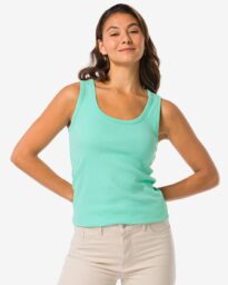 HEMA Dames Tanktop Anouk Rib Turquoise (turquoise)