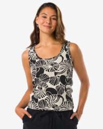 HEMA Dames Tanktop Anouk Rib Zwart/wit (zwart/wit)