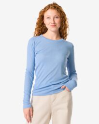 HEMA Damesshirt Lora Rib Blauw (blauw)