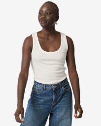 HEMA Dames Singlet Anouk Met Ribbels Wit (wit)