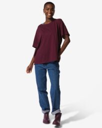 HEMA Dames T-shirt Dori Donkerrood (donkerrood)