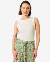 HEMA Dames Tanktop Frida Met Ribbels Wit (wit)