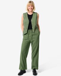 HEMA Damesbroek Tatum Met Linnen Groen (groen)