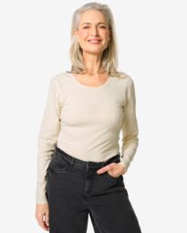 HEMA Dames T-shirt O-hals Gebroken Wit (gebroken wit)