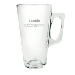 HEMA Latte macchiato glas gegraveerd