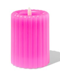 HEMA HEMA LED Kaars 7.5x10cm Rib Roze (roze)