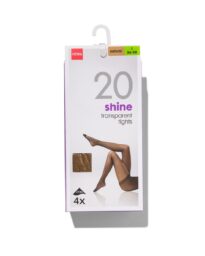 HEMA 4-pak Pantys Glans Transparant 20 Denier Beige (beige)