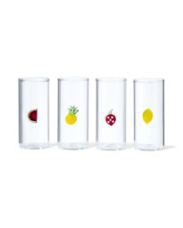HEMA Shotglaasjes 75ml Fruit - 4 Stuks (transparant)