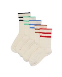 HEMA HEMA Kindersokken Met Katoen Rib Strepen - 5 Paar Gebroken Wit (gebroken wit)