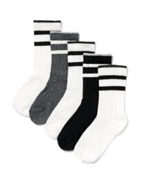 HEMA HEMA Kindersokken Met Katoen Rib Strepen - 5 Paar Wit (wit)