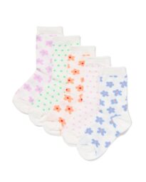 HEMA HEMA Kindersokken Bloemen - 5 Paar Wit (wit)