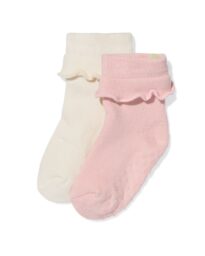 HEMA HEMA Babysokken Ruffle - 2 Paar Beige (beige)