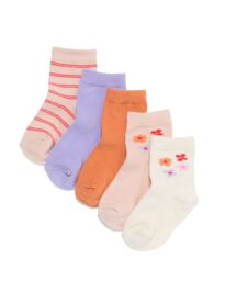 HEMA HEMA Babysokken Bloemen - 5 Paar Oudroze (oudroze)