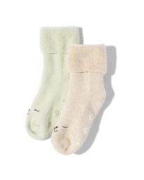 babysokken gezichtje - 2 paar beige