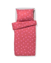 HEMA HEMA Kinderdekbedovertrek 140x200cm Flanel Hartjes (rood)