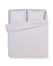 HEMA Dekbedovertrek 200x200/220cm Zacht Katoen Streep Greige (beige)
