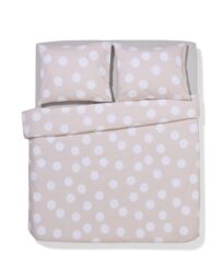 HEMA Dekbedovertrek 200x200/220cm Zacht Katoen Stippen Greige (beige)