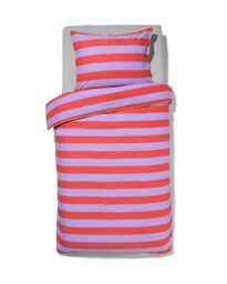 HEMA HEMA Kinder Dekbedovertrek Zacht Katoen 140x200 Streep Lila (lila)