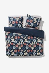 051 Dekbedovertrek 240x200/220cm Zacht Katoen Bloemen Blauw (blauw)