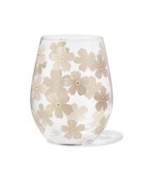HEMA HEMA Glas 550ml Bloemen (beige)
