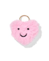 Sleutelhanger 6x2.5cm Fluffy Hartvorm Met Gezichtje