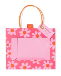 HEMA Cadeautas 24x20x11cm Bloemenprint Met Venster Roze/oranje