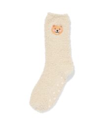 Huissokken Maat 36-41 Fluffy Teddybeer Crème