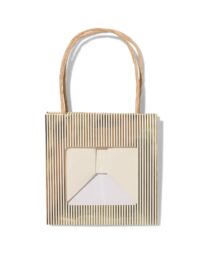 HEMA HEMA Cadeautasje Met Venster 10x11x11cm Wit Strepen Goud