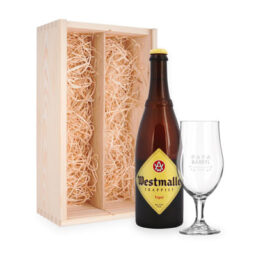 kistje Westmalle tripel + glas gepersonaliseerd