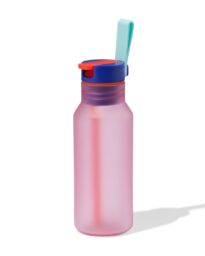 HEMA Waterfles Met Rietje 430ml Roze