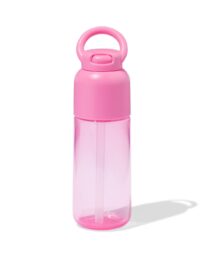 HEMA Waterfles Met Rietje 300ml Roze