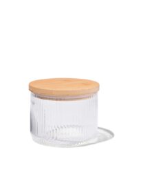 HEMA HEMA Voorraadpot Glas 0.7L Gestreept (transparant)