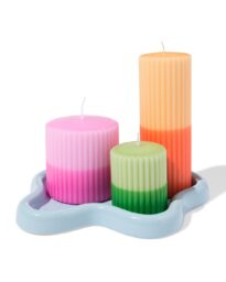 HEMA Kaarsonderzetter L Keramiek Golvend Blauw (blauw)
