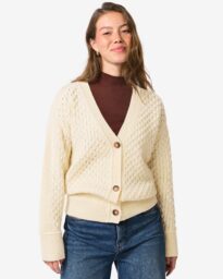 HEMA HEMA Damesvest Viola Structuur Gebroken Wit (gebroken wit)