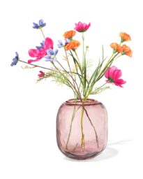 HEMA HEMA Vaas ⌀8.2x21.8cm Glas Roze (roze)