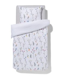 HEMA HEMA Dekbedovertrek 140x200/220cm Zacht Katoen Veldbloemen Wit (wit)