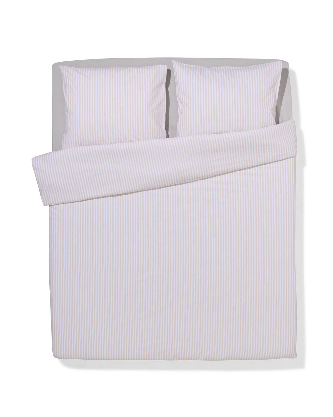 HEMA HEMA Dekbedovertrek 240x220cm Zacht Katoen Strepen Greige (beige)