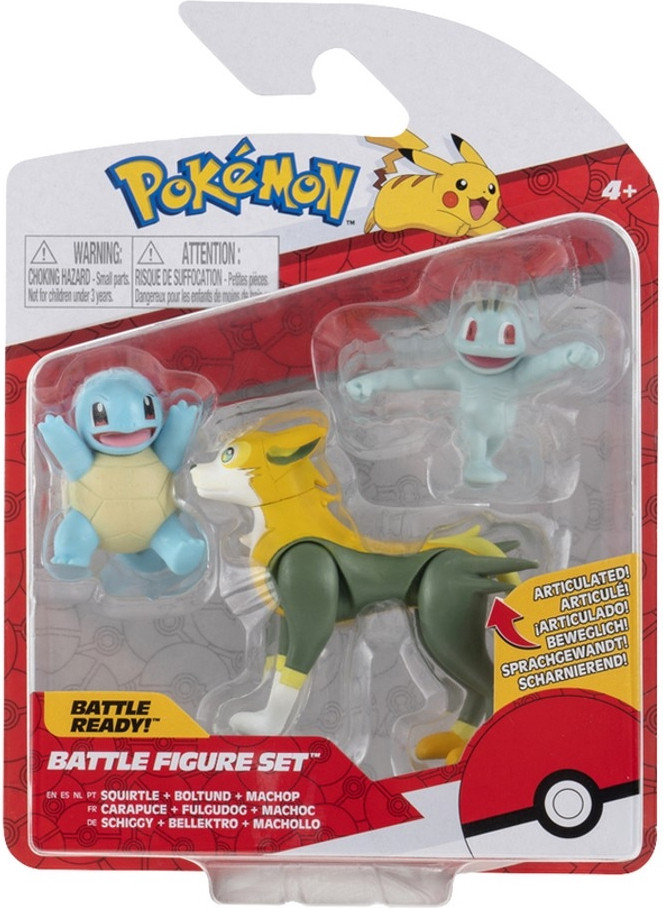 Pokemon Battle Figure Pack - Boltund, Squirtle & Machop