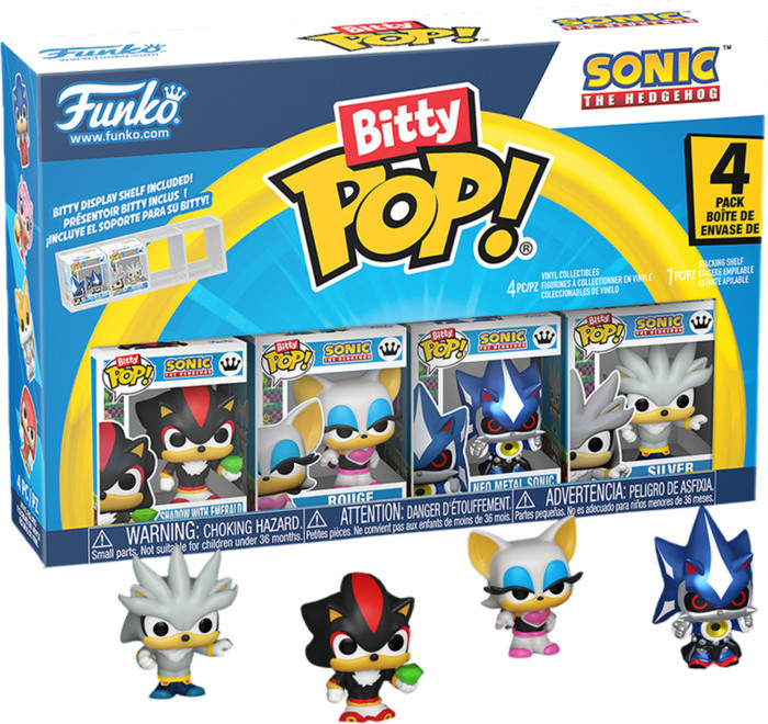Sonic the Hedgehog Funko Bitty Pop! 4-Pack: Shadow with Emerald, Rouge, Neo Metal Sonic, Silver