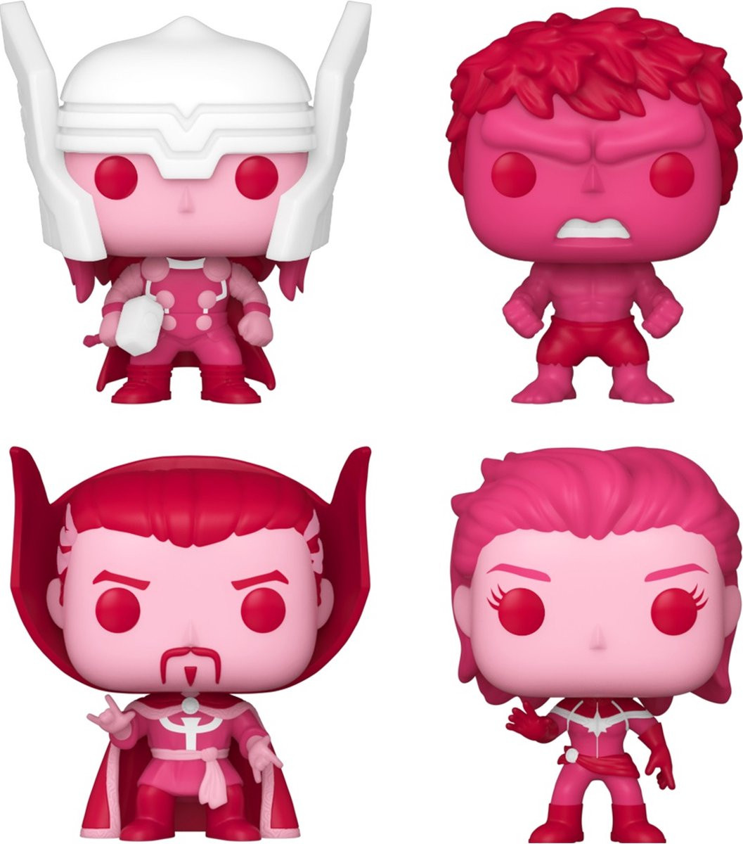 Marvel Classic Funko Pocket Pop Vinyl 4-Pack: Thor / Hulk / Dr. Strange / Captain Marvel (Valentines Day)
