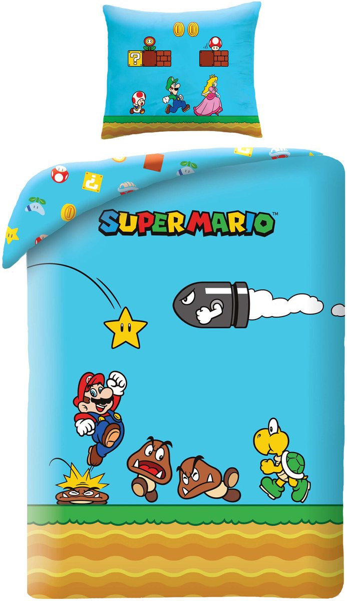 Super Mario Dekbedovertrek 'Super Mario' 140x200cm
