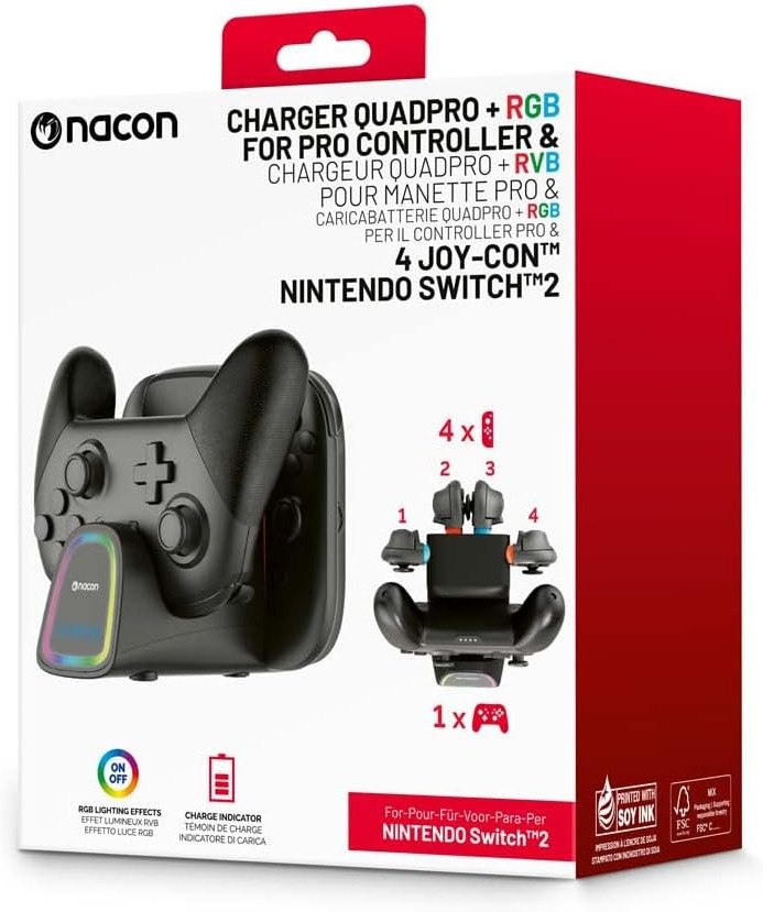 Nacon Switch 2 Charger For 4 Joy-Con Controllers and Pro Controller